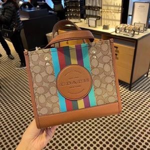Coach Dempsey Tote 22 In Signature Jacquard With Stripe And Coach Patch